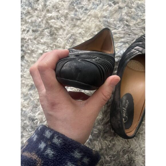 Earthies Shoes Womens 8.5 B Vanya Pewter Ballet Flat Slip On Leather Casual - Picture 6 of 8